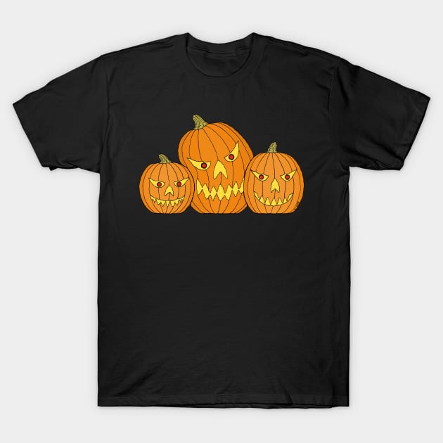 Creepy Jack-o'-Lantern Trio T-Shirt by AzureLionProductions